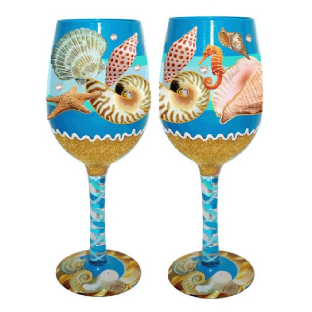 Seashore Bottom's Up Wine Glass